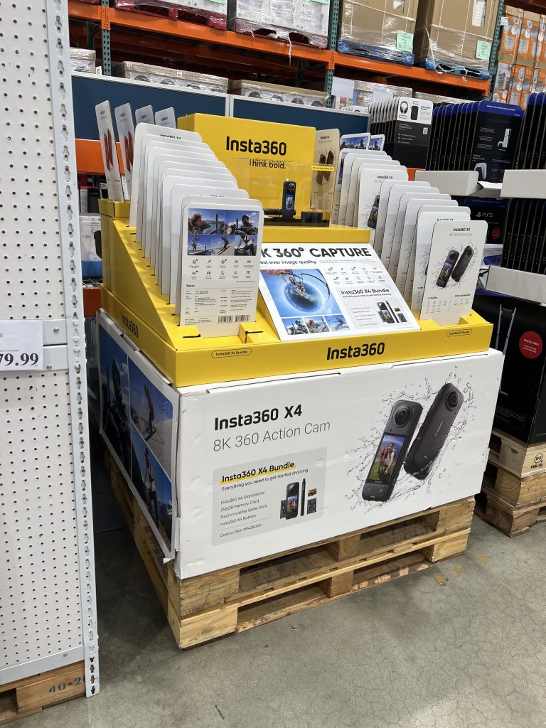 Club store pre-packed pallet display at warehouse retailer