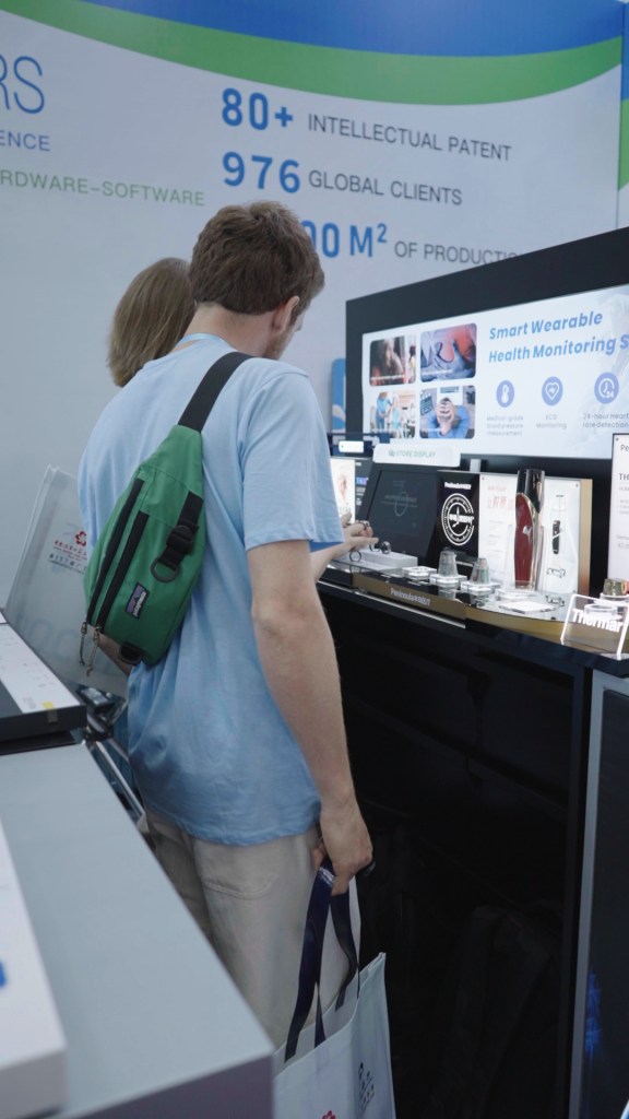 Interactive countertop display stand for smart rings and earbuds launched by Store Display Group.
