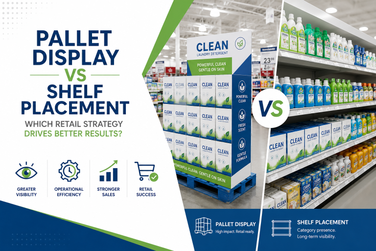Pallet display vs shelf placement in retail store